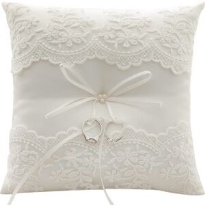Lace Pearl Wedding Ring Pillow Cushion Bearer NWT